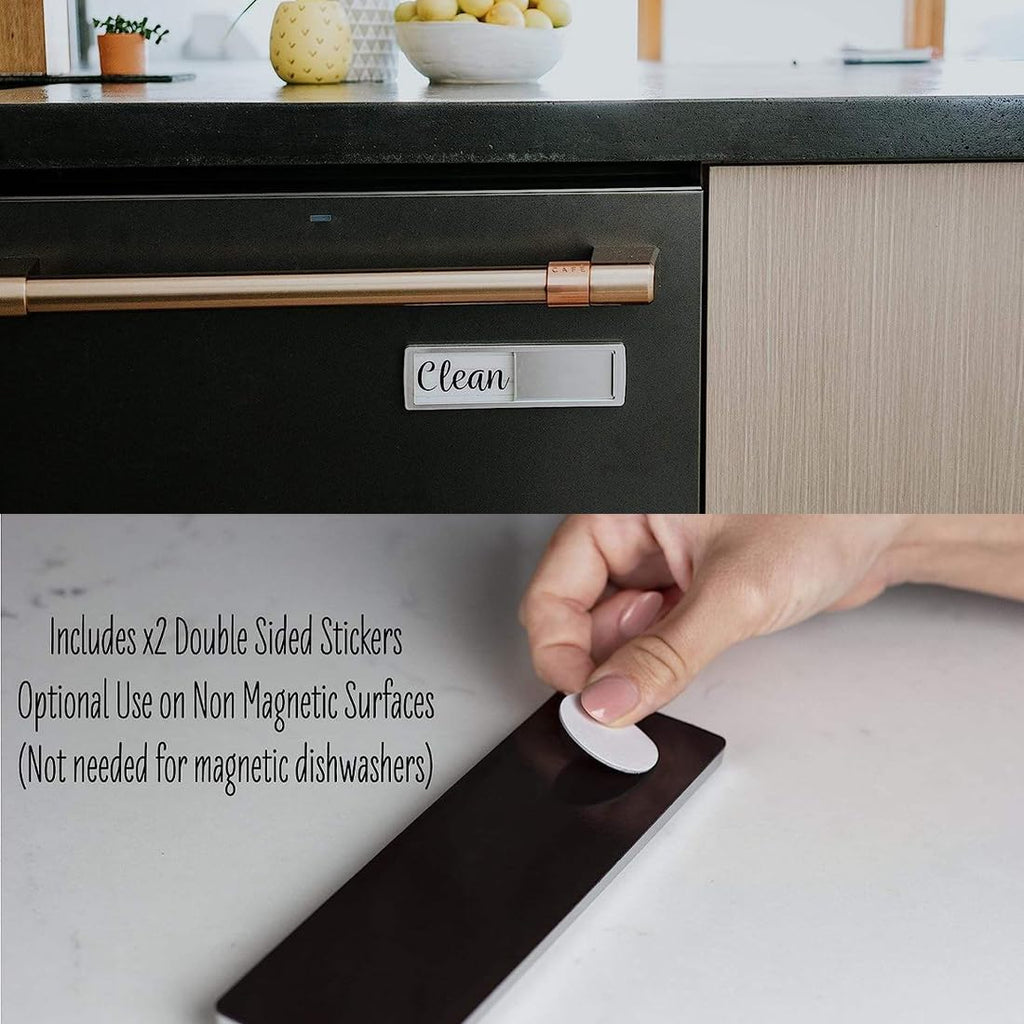 Dishwasher Magnet Clean Dirty Sign, Easy to Read & Slide, Strong Magnetism (Silver)