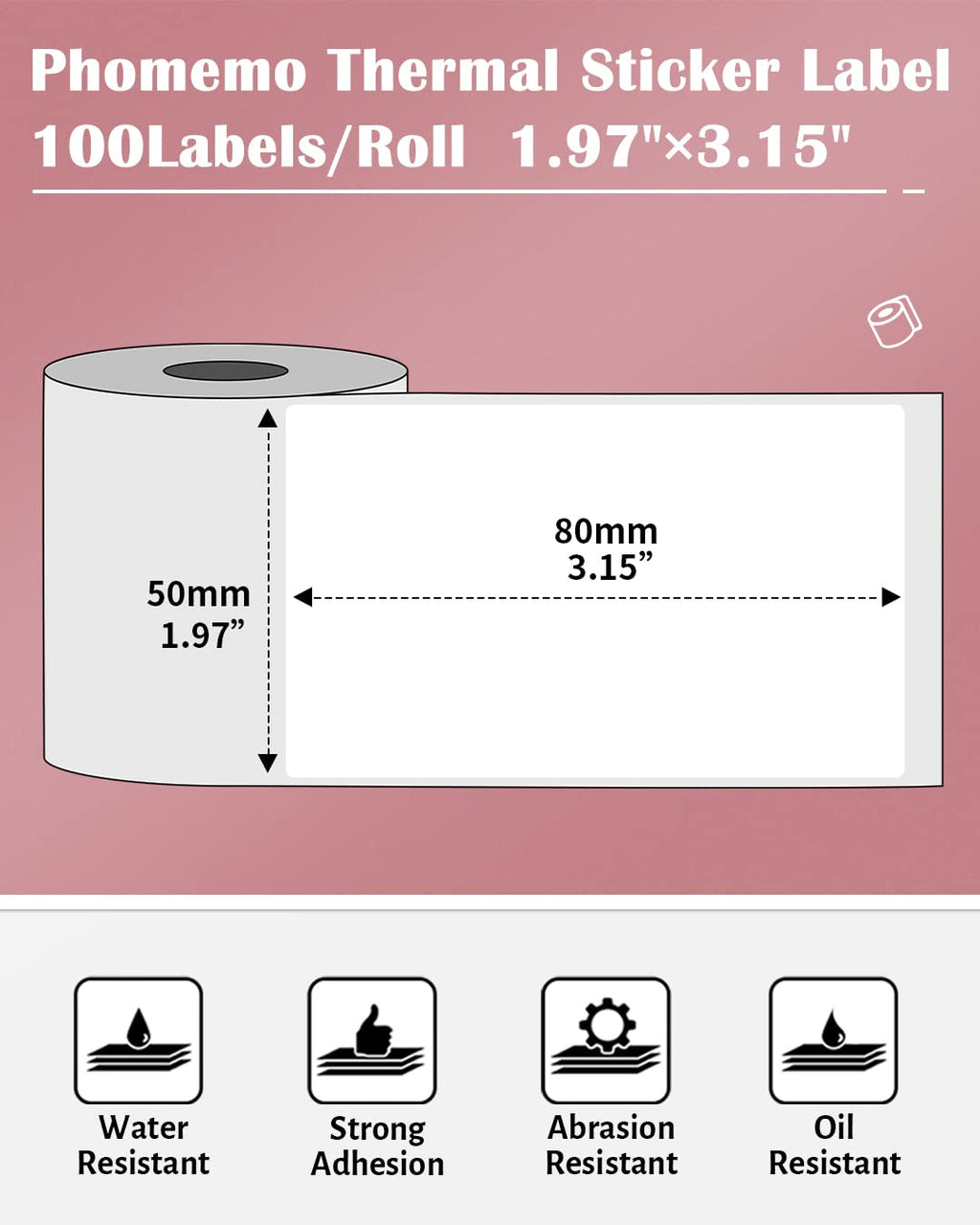 Phomemo White Thermal Labels with 3 Patterns(Santa/Tree/Reindeer) Labels