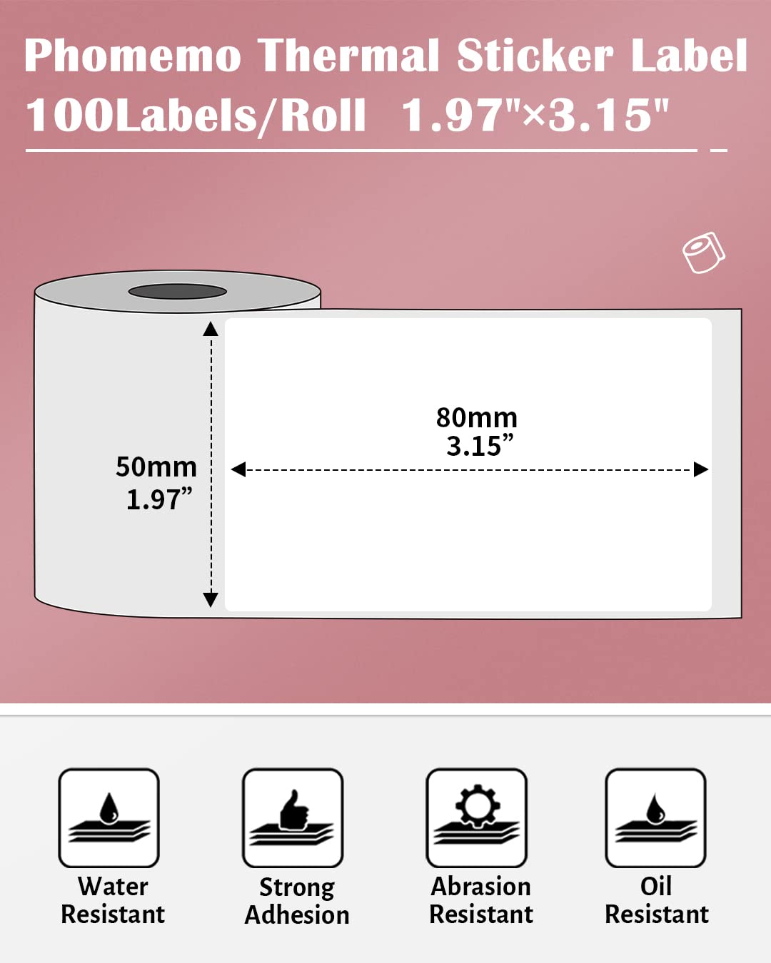 Phomemo White Thermal Labels with 3 Patterns(Santa/Tree/Reindeer) Labels