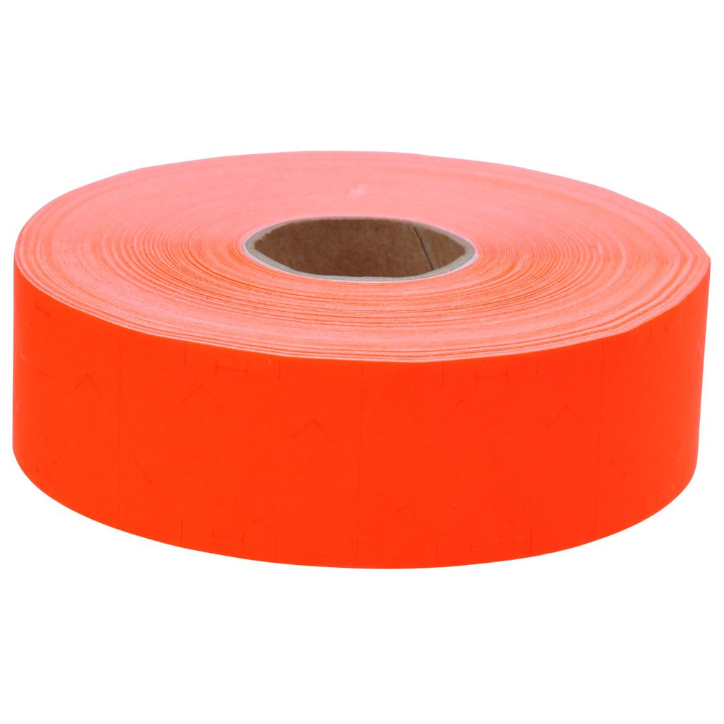 Fluorescent Red Pricing Labels to fit Monarch® 1151®, 1152®, 1153®, 1175®, 1176®, and 1177® Pricers. 6 Rolls with 1 Free Ink Roller.