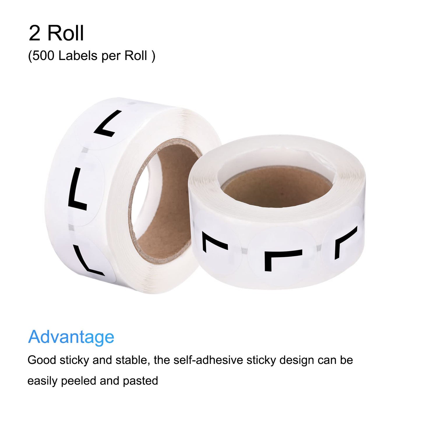 MECCANIXITY Clothing L Large Size Sticker Label Coding Label 25mm/1inch Dia 2 Roll 1000 Round Adhesive Labels for Clothes Apparel