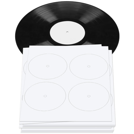 20 Sheets Vinyl Record Center Label with Hole for 12 Inch Long Playing Record 4 Inch Round Labels White Circle Stickers for Worn Damaged Replacement, 4 pcs Each, 80 Total