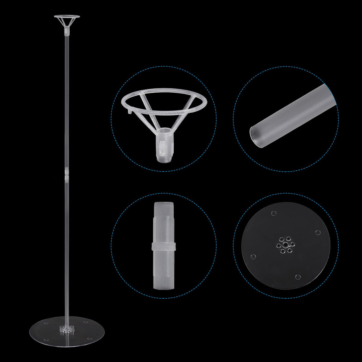 PATIKIL 4 Sets Balloon Stands for Table 27.5inch Balloon Sticks with Base