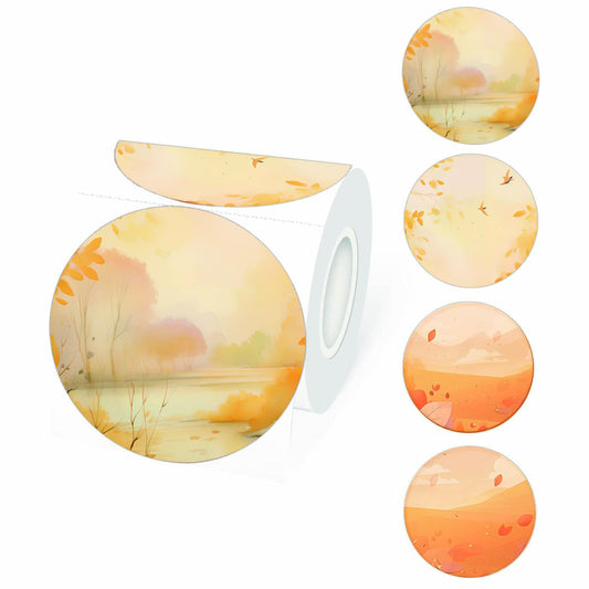 500 Pcs Autumn Thermal Stickers 2 inch Round Fall Direct Thermal Labels Printer Happy Fall Name Tag Labels for Self Design Decoration Envelope Sealing