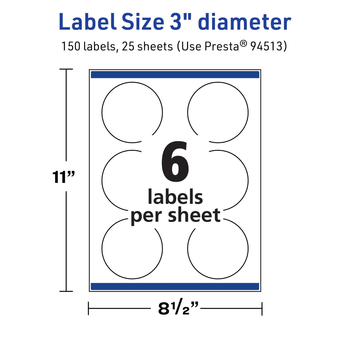 Avery TrueBlock Matte White Round Labels, Sure Feed Technology, 3" Diameter, 150 Matte White Labels, Print-to-The-Edge, Laser/Inkjet Printable, Great for Packaging and Product Merchandising 150 labels