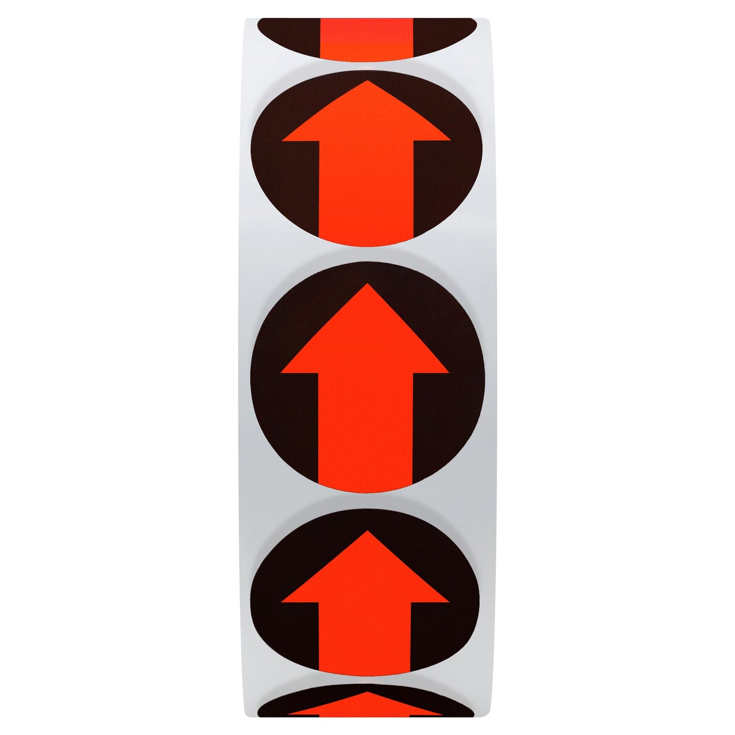 Hybsk 1 inch Arrow Dot Labels Fluorescent Red-Orange print on Black Total 1,000 Labels Per Roll