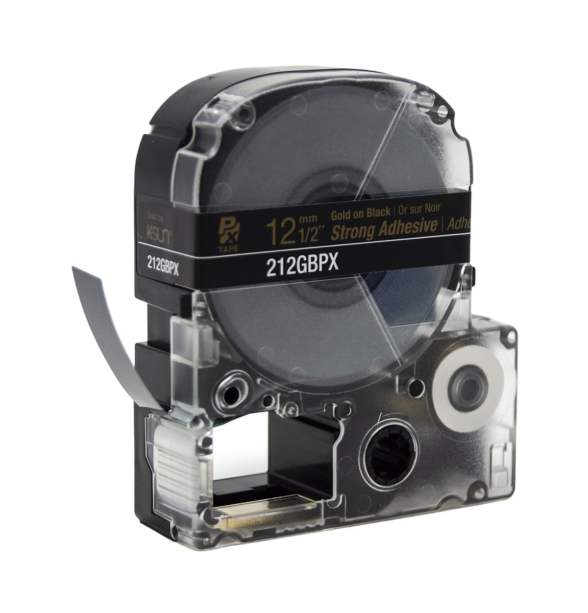 Epson LABELWORKS 212GBPX Label Tape - Gold on Black - 1/2" (12mm), 30ft 12mm