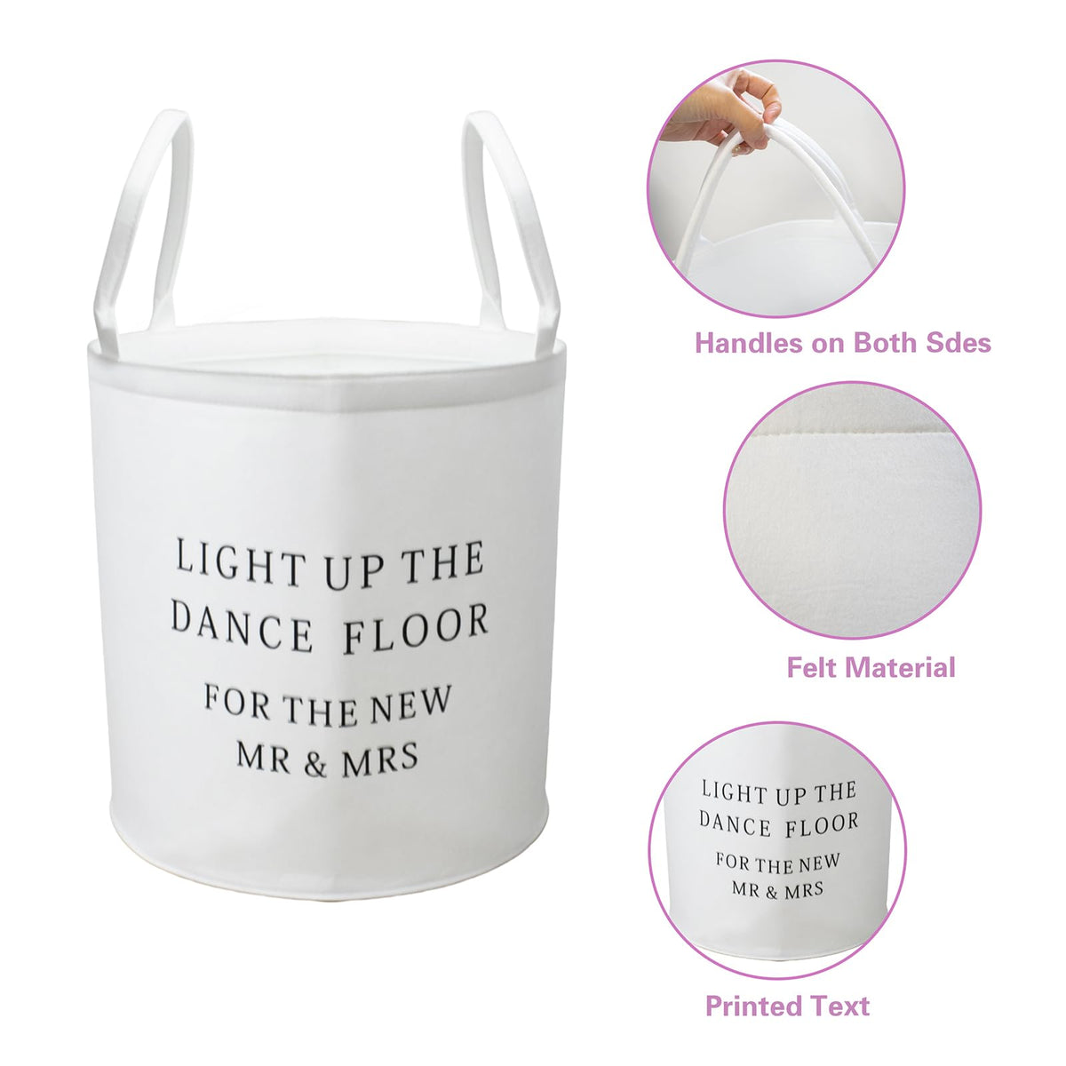 Wedding Baskets with Handles 16" Large White Felt Storage Basket