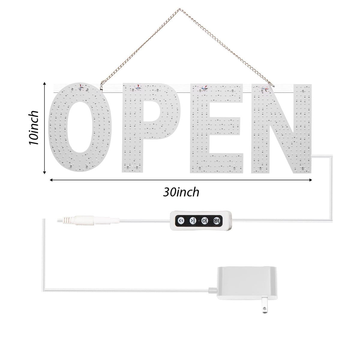 LED Open Sign for Business, 30"x10" Dimmable Brightness Large Electric Light Up Sign, Hanging Installation for Store Restaurant Office Bar Hotel Salon (white) Warm&White(30"x10")