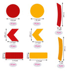 68Pcs Warning Reflective Stickers, Reflective Decals Waterproof Reflector Tapes, Night Visibility Adhesive Reflector Stickers for Motorcycle Bicycle Clothing Car Trunks Backpacks Red + Yellow