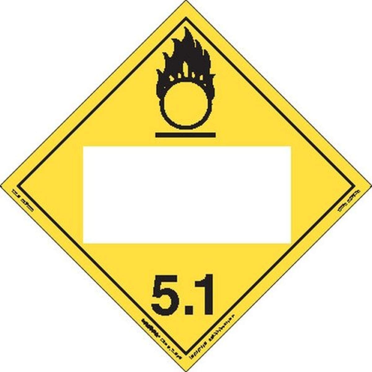 Labelmaster ZEZ6B Oxidizer Hazmat Placard, Blank, E-Z Removable Vinyl (Pack of 25)