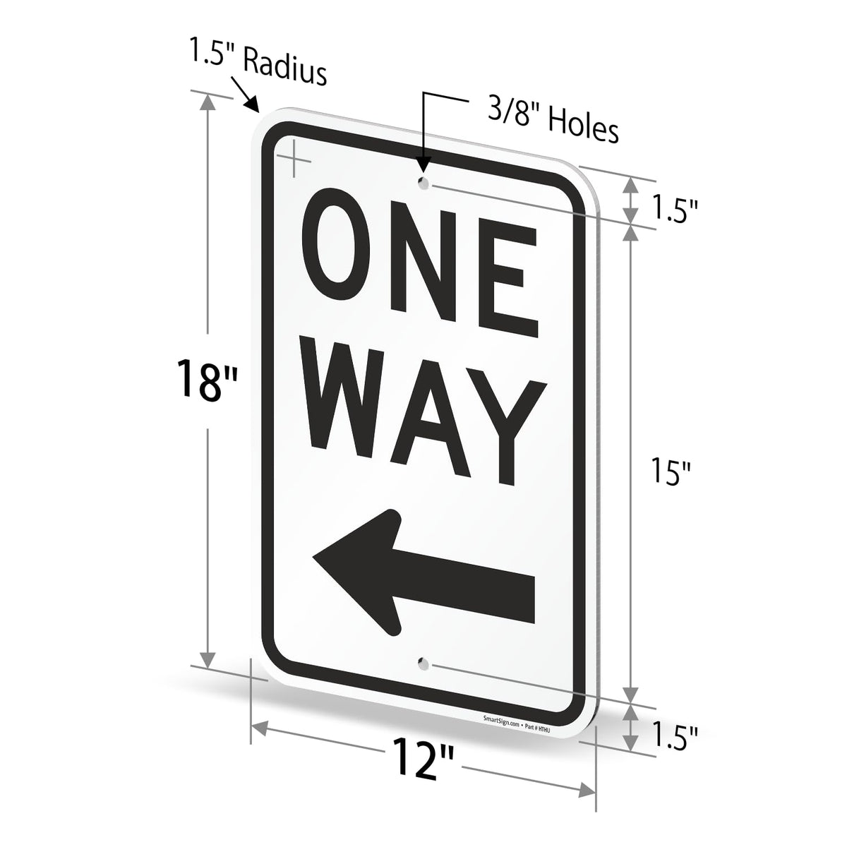 SmartSign One Way Sign with Left Arrow - 12" x 18", 120 mil Aluminum Composite (ACM), Engineer Grade Reflective Material, Black and White, Made in USA 12" x 18" EG ACM - Left Arrow