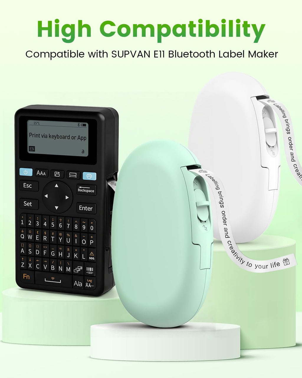 6 Rolls Compatible with SUPVAN E10 & SUPVAN E11 Bluetooth Label Maker 6