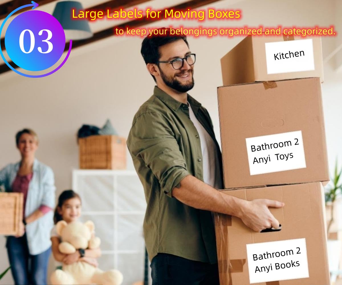 Removable Waterproof Labels for Storage Bins - 100 4" x 6" Organizing Name Label for Containers Stickers for Shipping Packing, Kitchen Storage, Proof-Water/Oil, Sticky Large Labels for Moving Boxes storage bins labels 100 pcs
