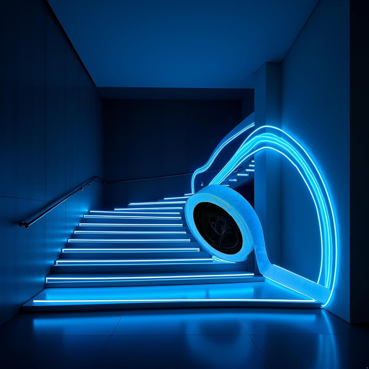 Glow in The Dark Tape, Fluorescent Spike Sticker for Stairs Walls Steps Safetys Exits Sign Warning Tape, Self-Adhesive Luminous Tapes (9.8 FT)