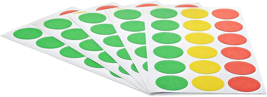 Emraw Super Great Assorted Color 3/4" Round Labels - Includes: Green, Yellow & Red - Great for School, Home & Office – 306 Labels Per Pack - (3-Pack)