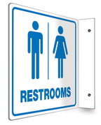 AccuformNMC "Restrooms", 90D Projection Sign, 8" x 8" Panel