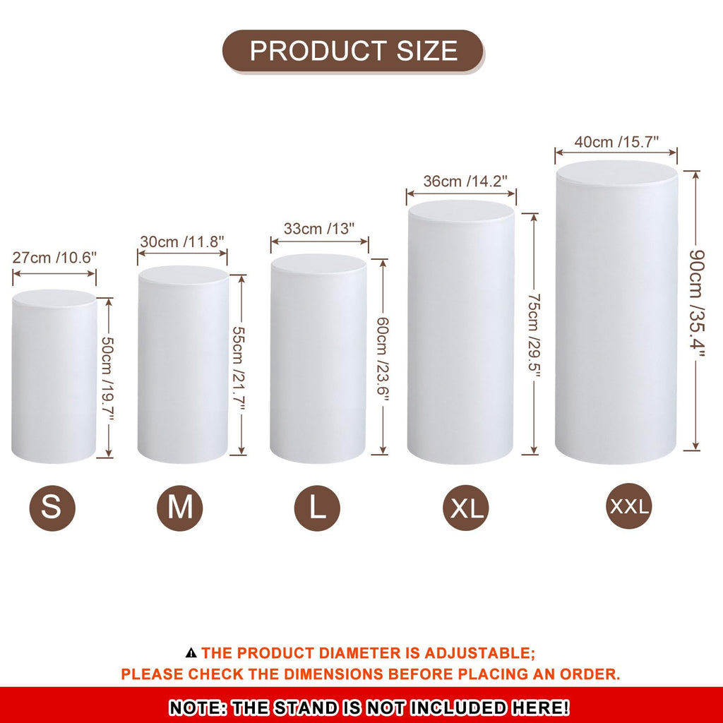 uxcell Set of 5 Cylinder Spandex Stand Cover White S/M/L/XL/XXL