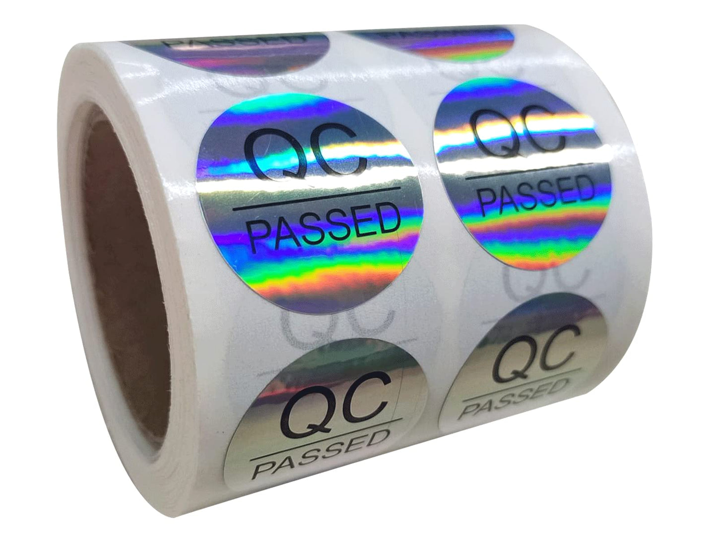 QC Passed Stickers 1" 500 Pcs Hologram QC Pass Stickers for Warehouse Inventory Quality Control Check Tested Pass Approval Holo 1 inch