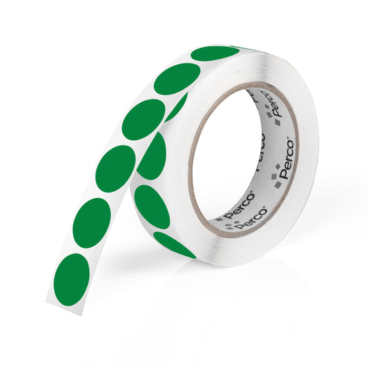 Perco Green 1-Inch Round Circle Dot Sticker Labels with Permanent Adhesive - 1,000 Labels per Roll - Vibrant Colors, Strong Adhesion - Made in USA 1 Roll
