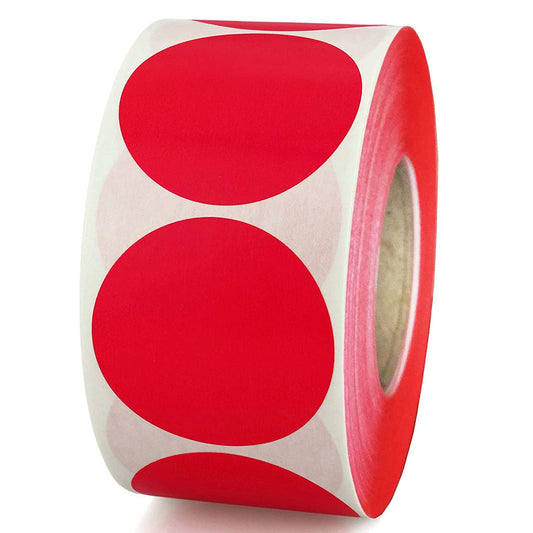 2” Color Coding Dot Stickers Labels,Round Circle Inventory Stickers for Moving,Color Coding,Merry Christmas Decoration,Red Color Happy Valentine's Day Stickers500 Pcs Per Roll Red