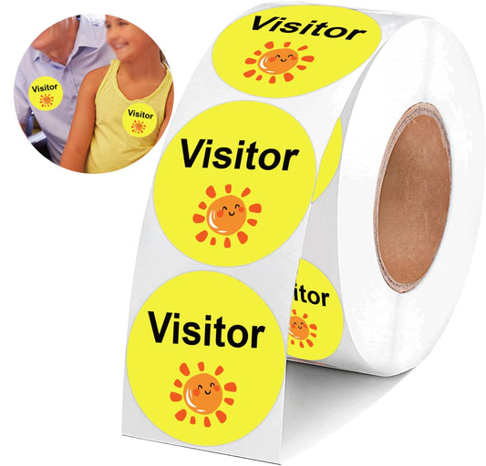 1.5 inch Visitor Stickers 500 pcs Happy Face Visitor Labels Christmas Visitor Identification Labels Stickers for Vistor Pass at School,Daycare,Hospital,Clinic,Museum,Business