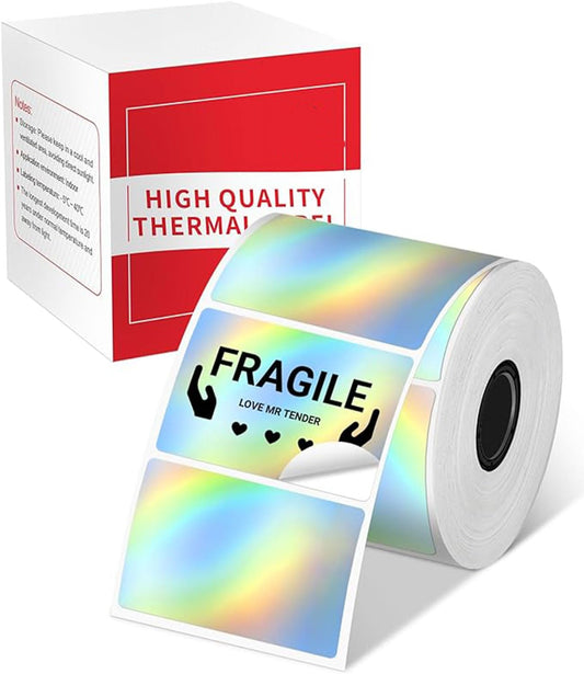 M110 M220 Thermal Labels - Laser Shine, 50x30mm(1.96'' x 1.18''), Durable High-Visibility Reflective, Original Print Master Labels, Compatible with Phomemo M110, M220, M221, M260 Label Maker, 230 PCS Silver 1.96"x1.18"