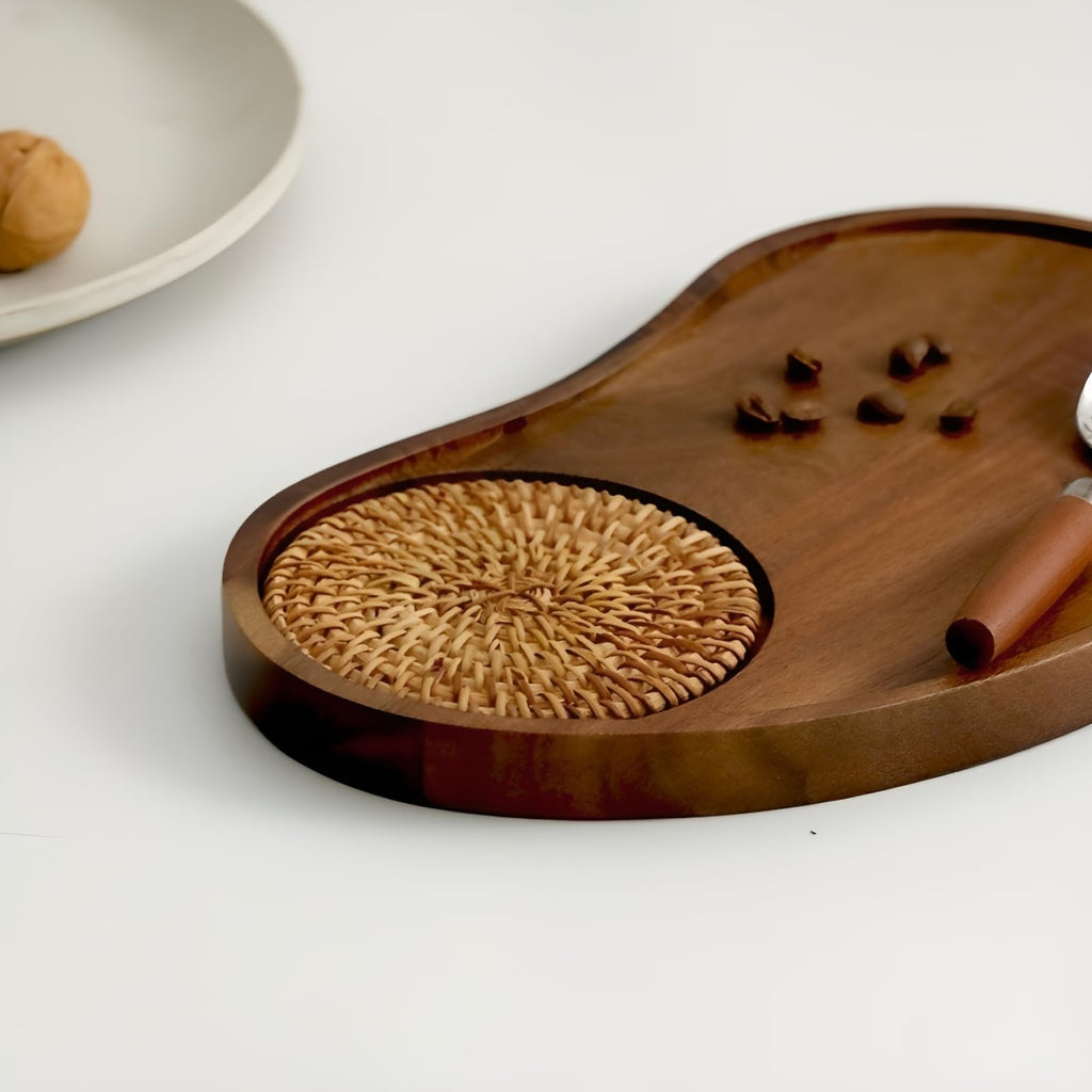 Cashew Nut Tray, Rattan Accent, Decorative Dish, Style A