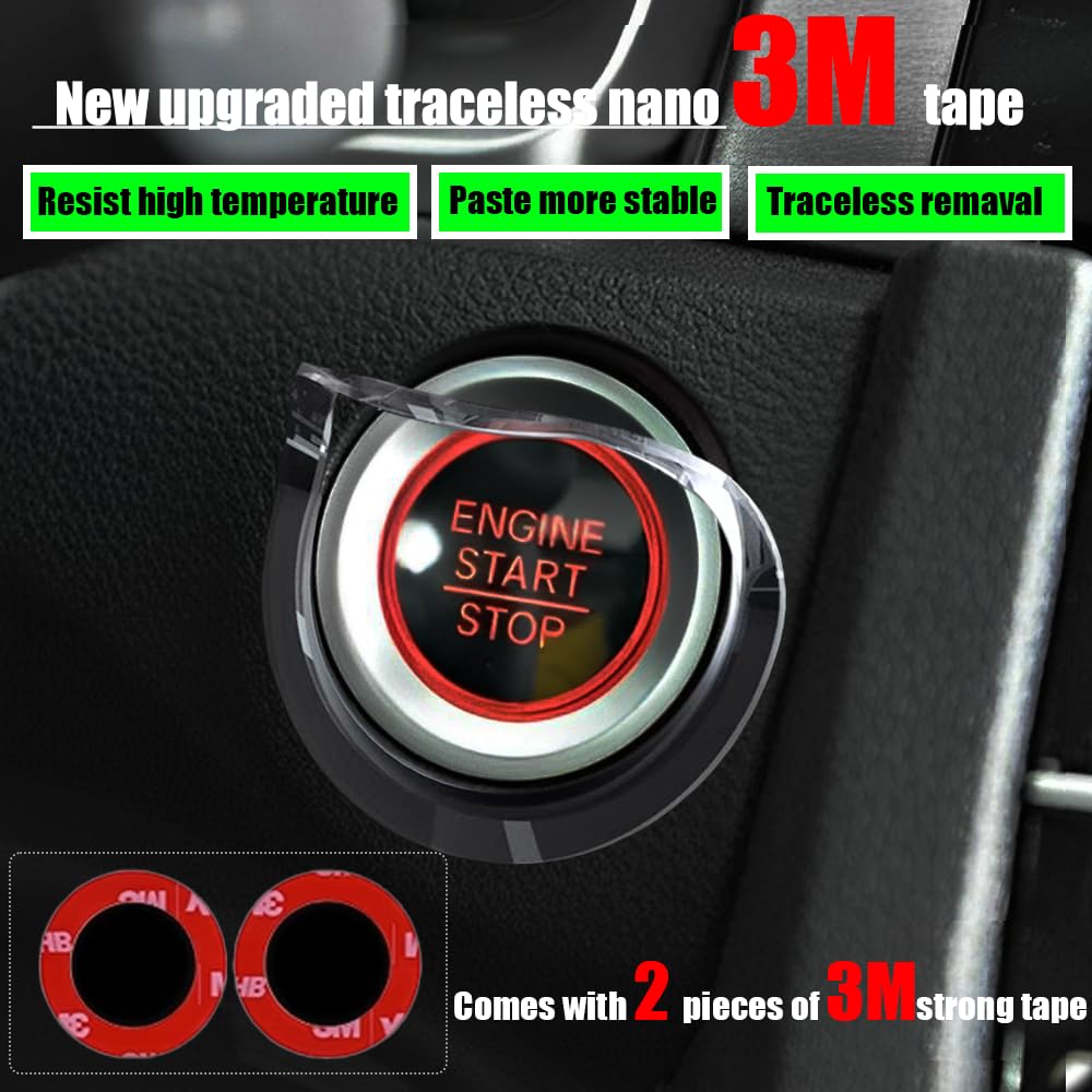 𝟯𝗠 Tape | Car Joystick Push Start Button Cover, Metal Push to Start Accessories, Car Starter Engine Start Stop Button Cover, Cool Car Accessories Interior Decor Push to Start Button Rocker,Black D-Black