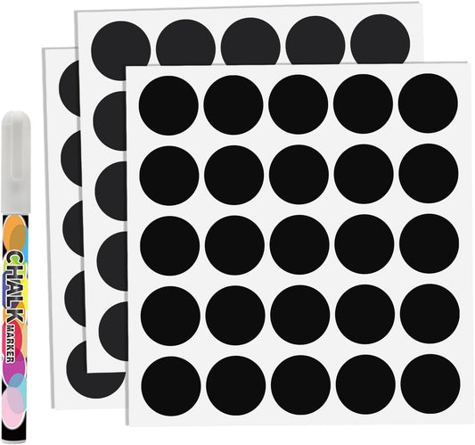 SVNOOC Waterproof Spice Labels for Jars, Containers, Craft Rooms, Weddings, Storage, Reusable Chalkboard Label Stickers with 1 Liquid Marker, Organize Your Home & Kitchen (75) Black