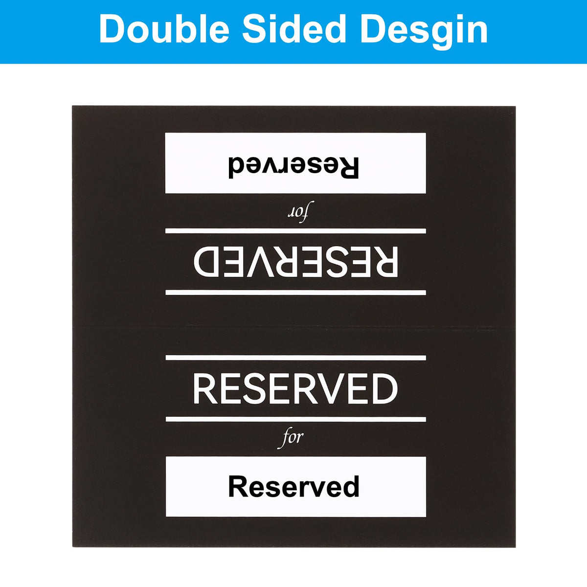 PATIKIL 40 Pack Reserved Table Signs, Double Sided Seating Name Cards Tables Tent Blank Card for Wedding Restaurant Party Event Foodservice, Black