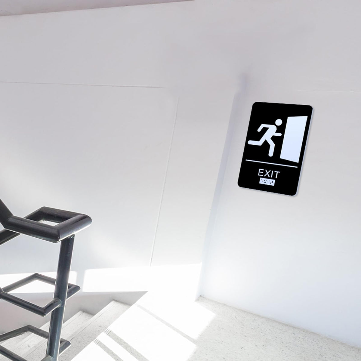 4 Pcs Exit Sign with Braille ADA Compliant 9x6 Inch for Business
