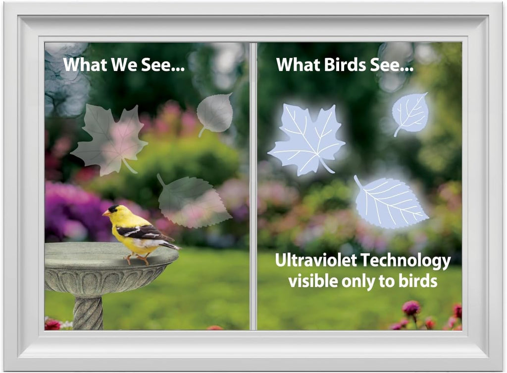 WindowAlert Leaf Medley UV-Reflective Window Decals 4 Pack for Bird Safety 4-Pack