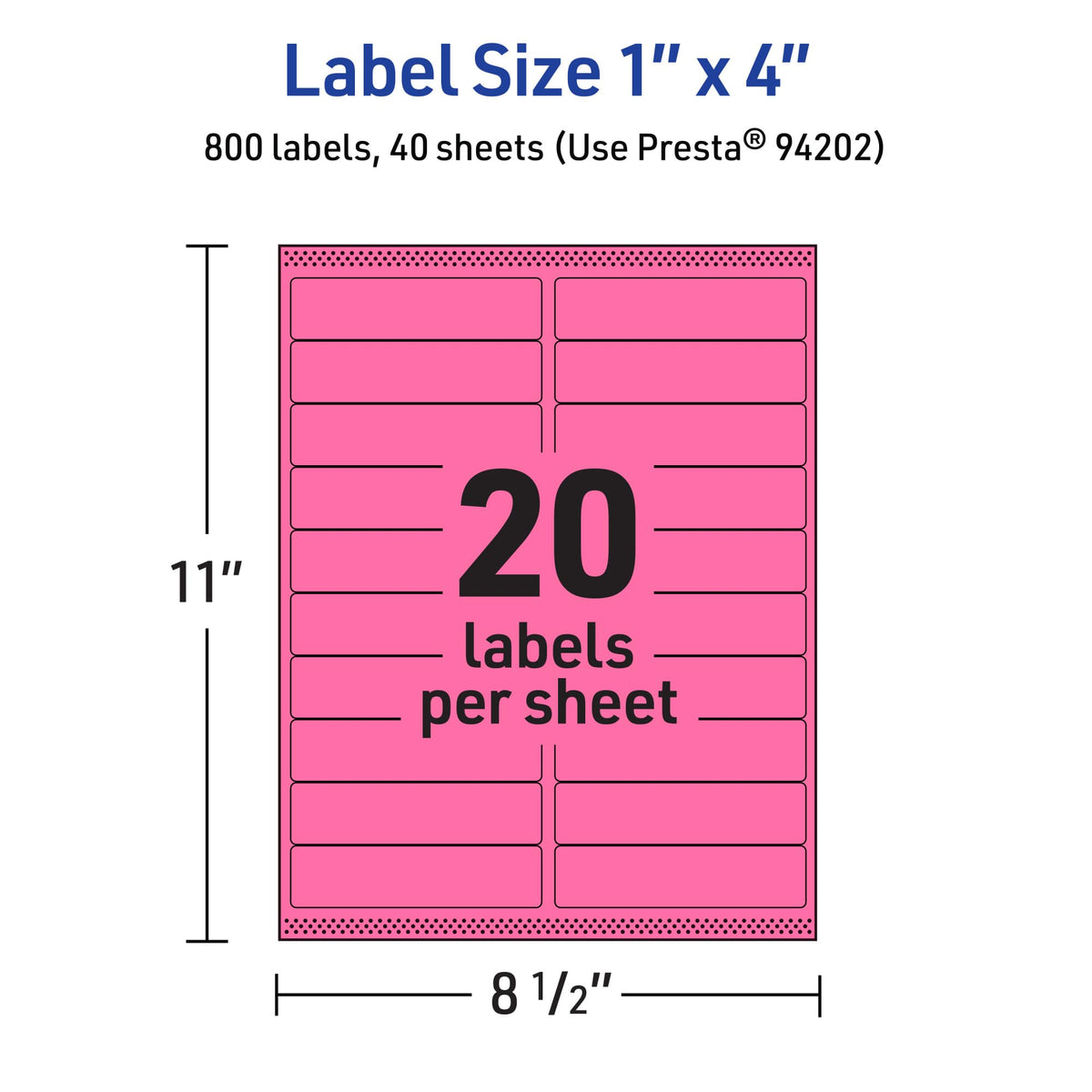 Avery® Printable Rectangle Labels, Sure Feed® Technology, 1" x 4", Bright Pink Labels, Laser/Inkjet Printable, 800 Total, Great for Mailing and Cosmetics 800 labels