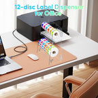 Label Dispenser 12 Disks Acrylic Sticker Dispenser Label Roll Holder(Clear)