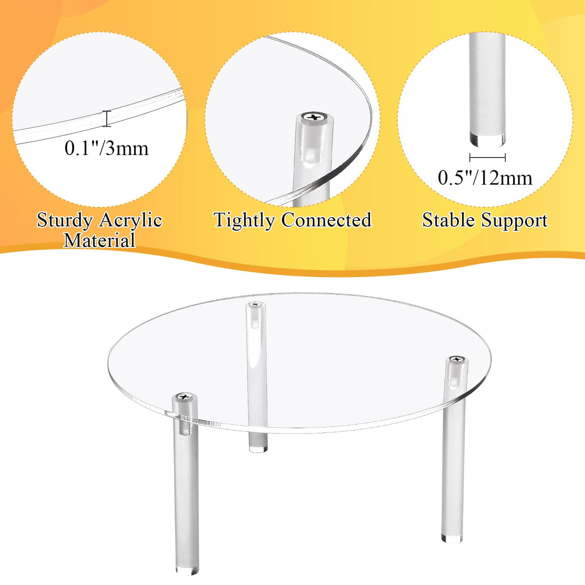 4 Pcs Drink Dispenser Stand, 7.9" Acrylic Water Dispenser And Beverage Dispenser Stand, Clear Acrylic Stands, Pitcher Stand Base for Parties and Events, Cake Stand, Plant Stands