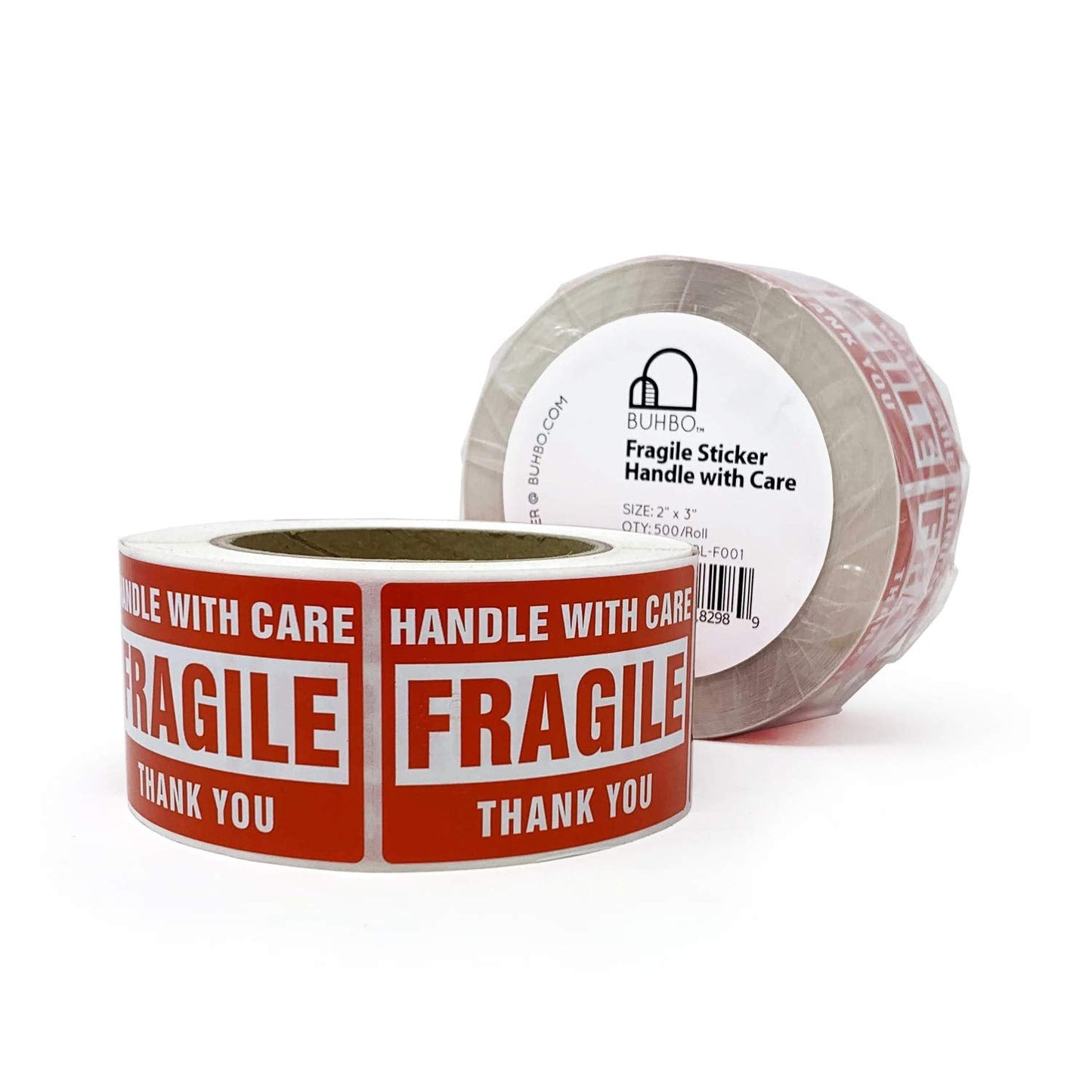 Buhbo Fragile Sticker 2" x 3" - Handle with Care - Shipping Label (500 Labels Per Roll) 1 Roll