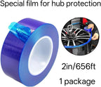A roll of high Viscosity polyethylene Blue Adhesive Film, Suitable for Protecting car Wheels, Steel, Household appliances, Hardware and Other Materials, 2.8 inches high and 656.2 feet Long