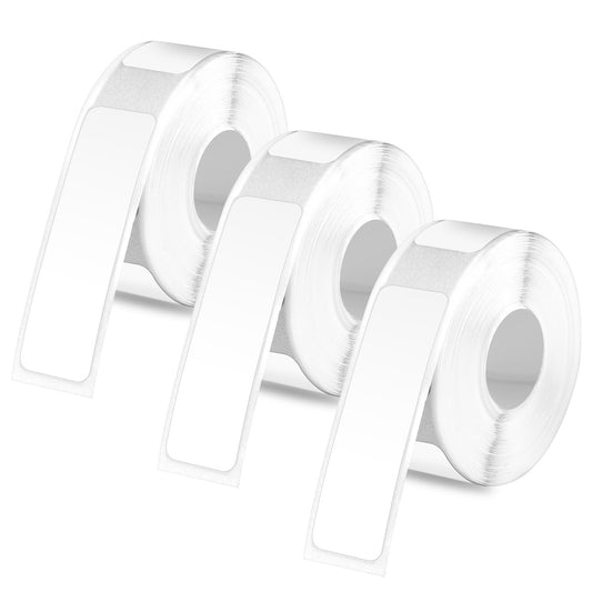 3 Rolls Label Maker Tape for Phomemo D30, 12x40mm Self Adhesive Label Tape Waterproof Thermal Paper Stickers Roll Thermal Labels for Office Home School Supplies (White) White