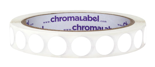 ChromaLabel Round Colored Stickers, Removable Color Coding Labels - 1000 Sticker Dots per Roll 1/2" White