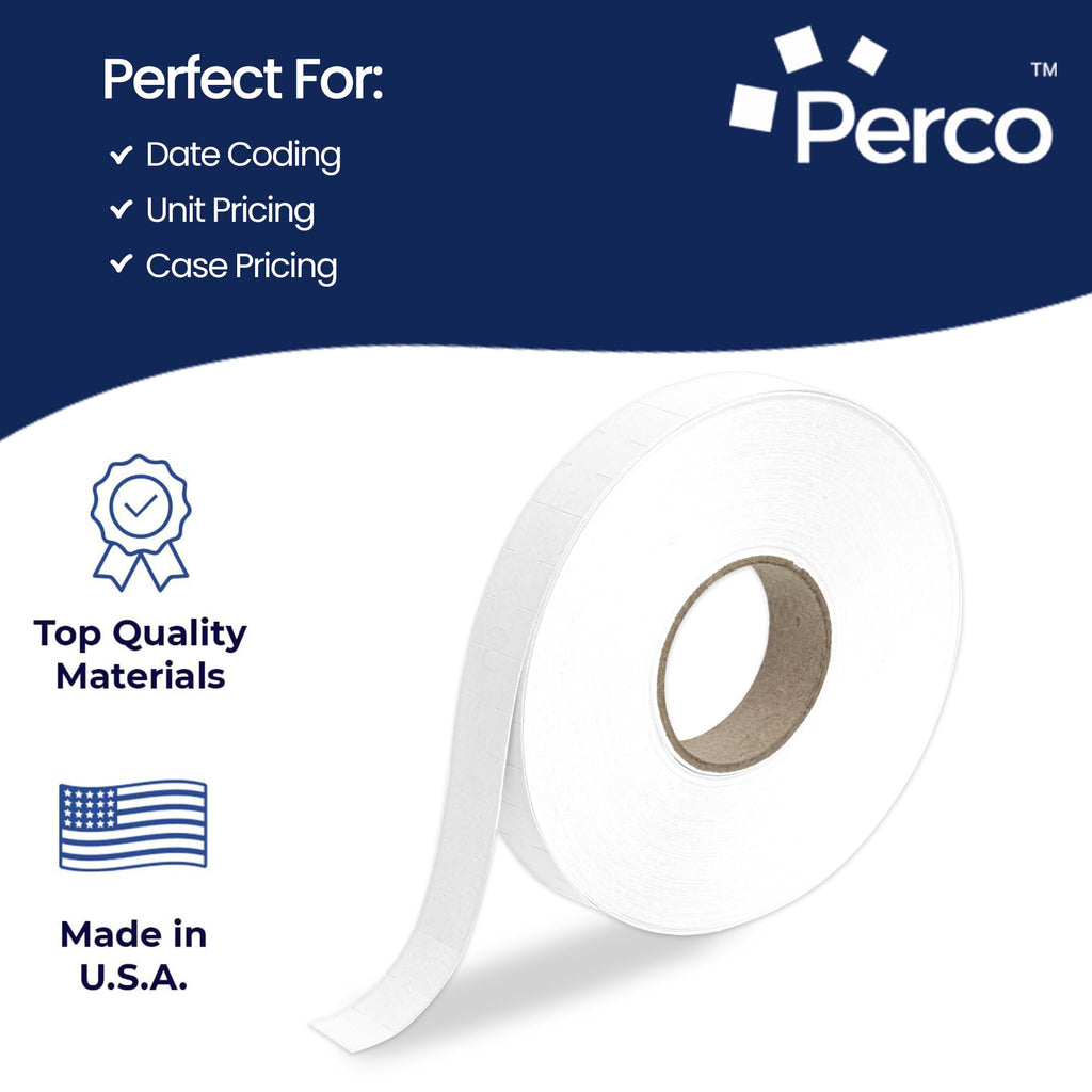 Perco White Pricing Labels - 17,000 Blank Pricing Labels for Motex MX-2200 and Monarch 1110 Price Gun with Ink Roll Included - 16 Rolls Value Pack, 1 Sleeve - Made in USA