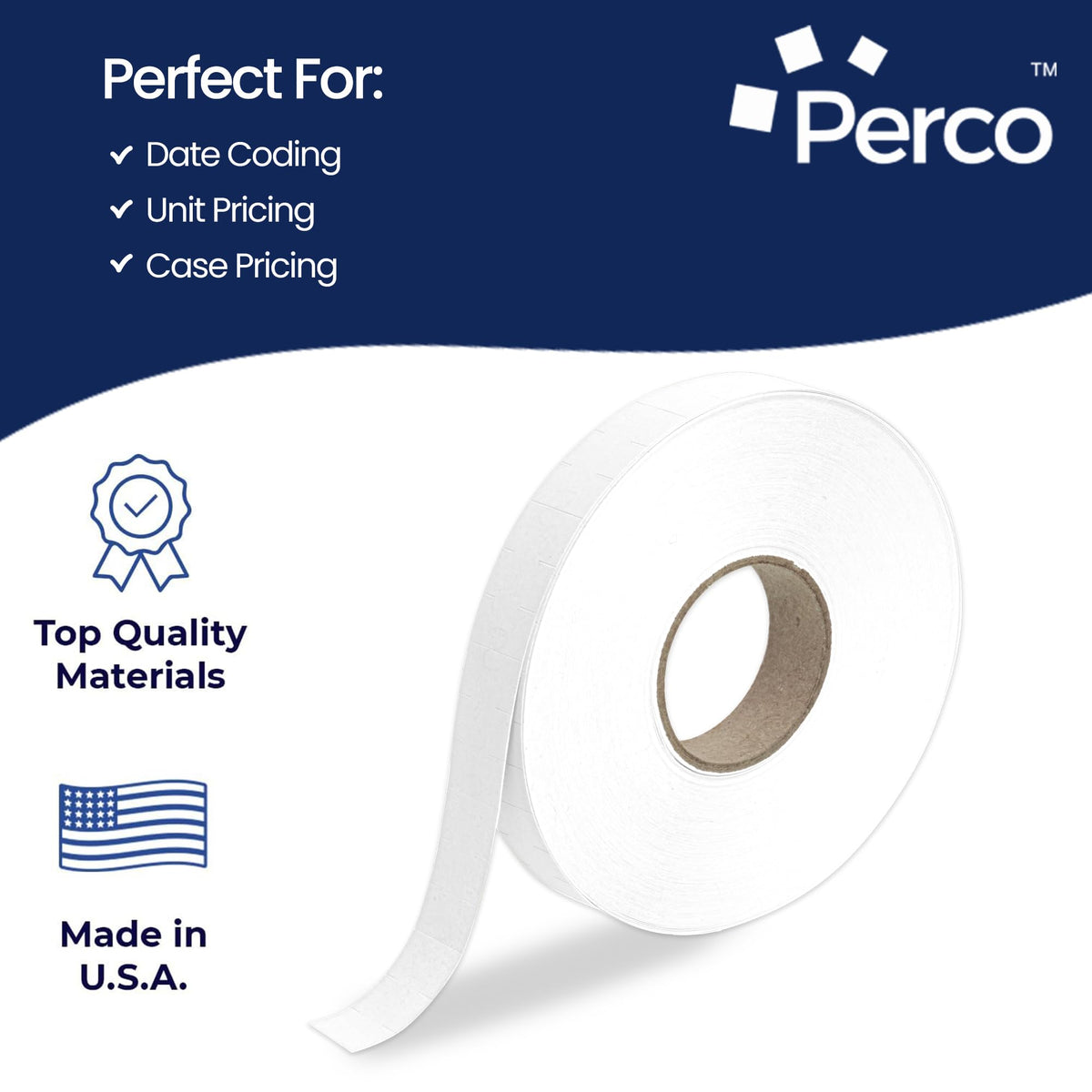 Perco White Pricing Labels - 17,000 Blank Pricing Labels for Motex MX-2200 and Monarch 1110 Price Gun with Ink Roll Included - 16 Rolls Value Pack, 1 Sleeve - Made in USA