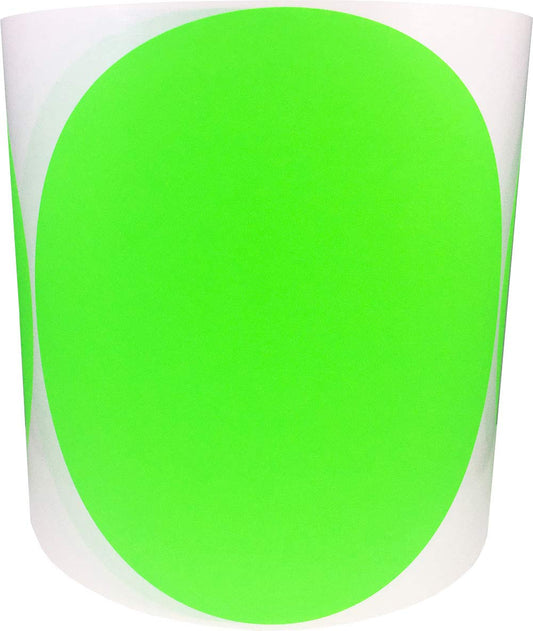 Fluorescent Green Color Coding Labels for Organizing Inventory 6 Inch Round Circle Dots 500 Total Adhesive Stickers On A Roll Fluorescent Green