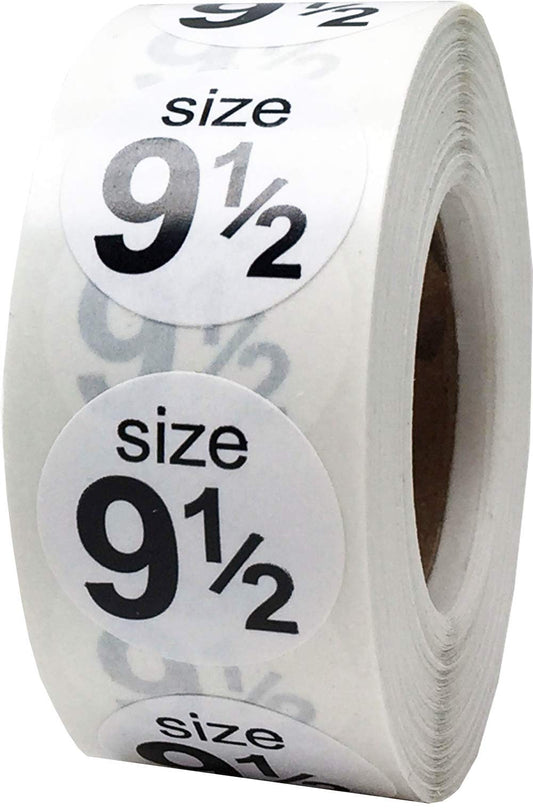 Shoe Size 11 Blue Stickers - 3/4 Inch Round, 500 Semi-Gloss Adhesive Labels Per Roll for Retail, Footwear Inventory, and Organization - Made in The USA White Size 9 1/2