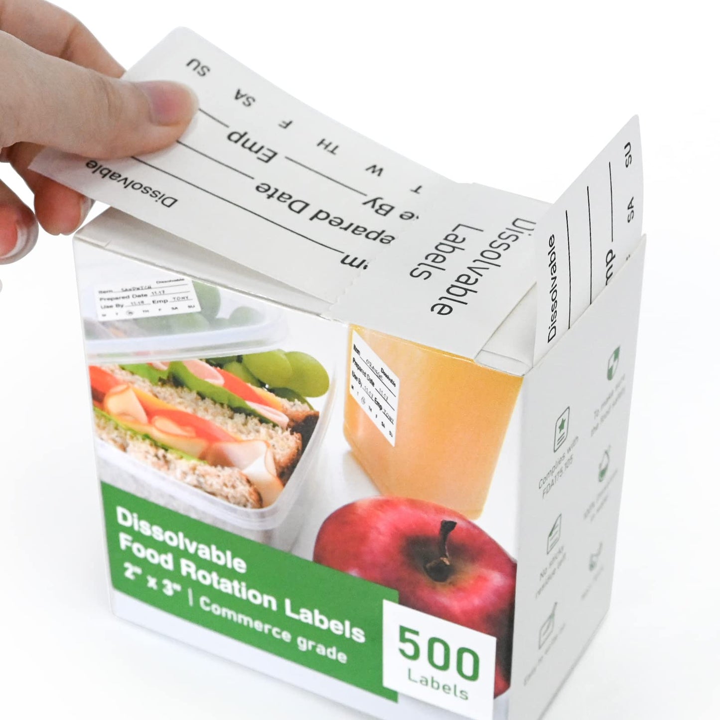 L LIKED 500 Large Size Dissolvable Food Rotation Labels 2" x 3" Use by Shelf Life Labels for Food Storage