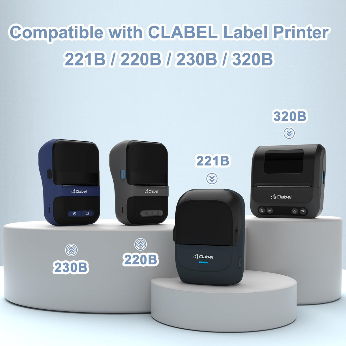 CLABEL Thermal Label for 220B/221B/230B Label Maker, 1.57"x 1.57" (40x40mm) Sticker Round Labels, Waterproof, Oil-Proof, Anti-Fictional,160 Labels/Roll, 3 Rolls(Black on White) Round 40x40mm-3 Rolls