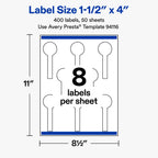Avery® Matte White Lollipop Labels, 1.5" x 4", 400 Total 400 labels