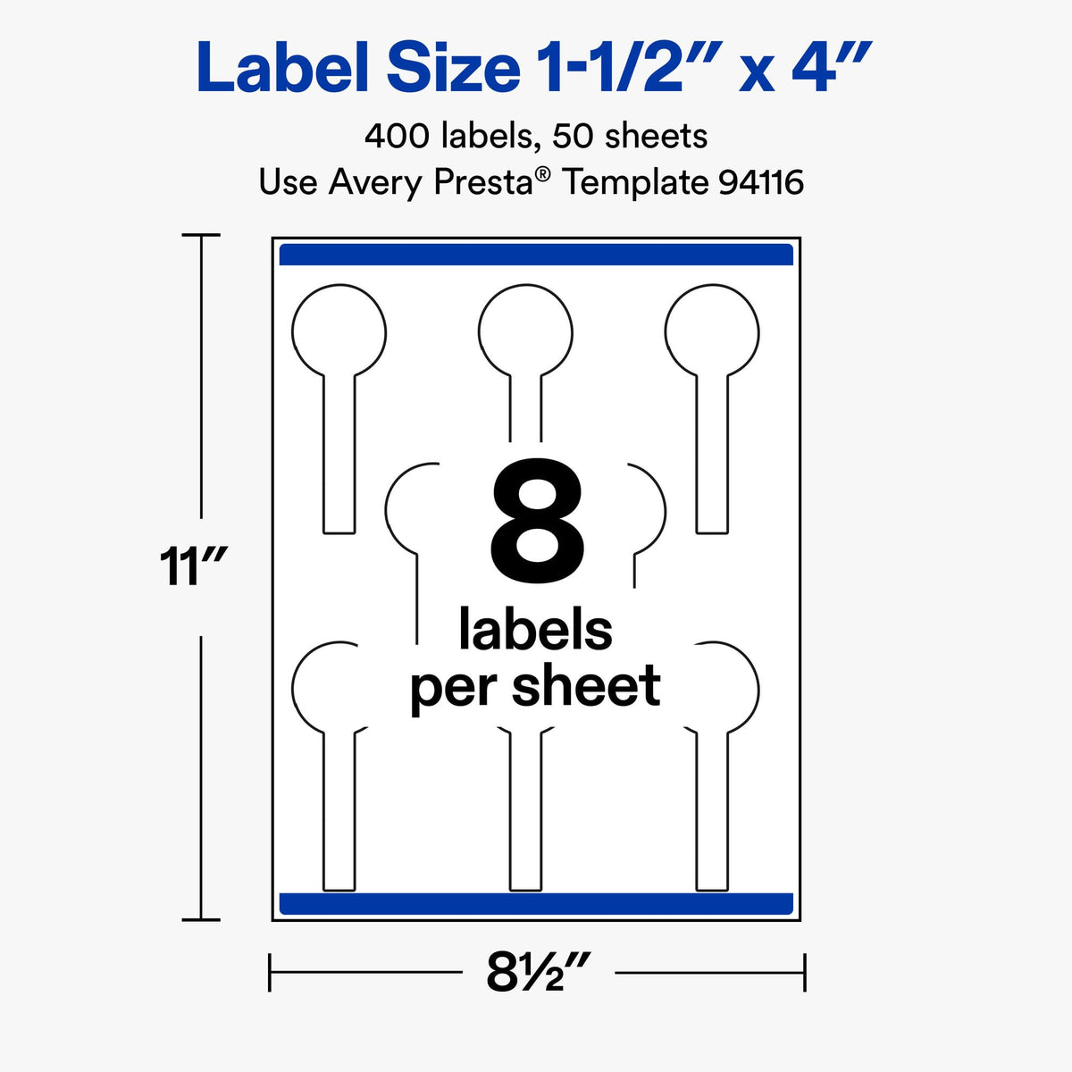 Avery® Matte White Lollipop Labels, 1.5" x 4", 400 Total 400 labels