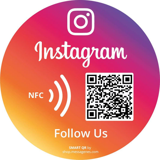 Reusable Followers Tap Sticker for Instagram - 1-Sticker - QR & Tap NFC Sticker - Follow us on Instagram Tap Sticker - iPhone & Android - Boost My Followers Sticker - Set Up at Home | MESSAGENES 1x Instagram Round 3.93" x 3.93"