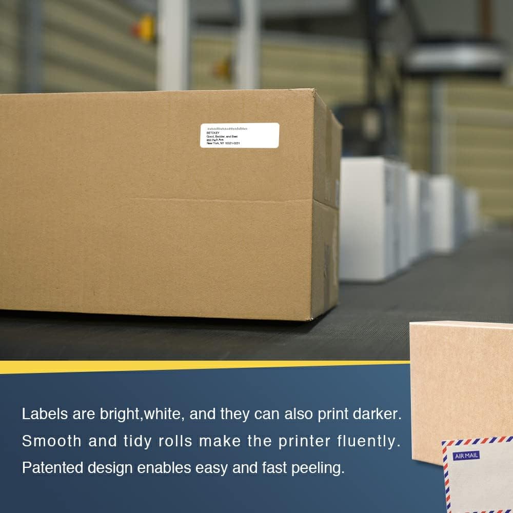 BETCKEY - Compatible Multipurpose Labels Replacement for Brother DK-1204 (2/3" x 2-1/8"), Use with Brother QL Label Printers [6 Rolls/2400 Labels]